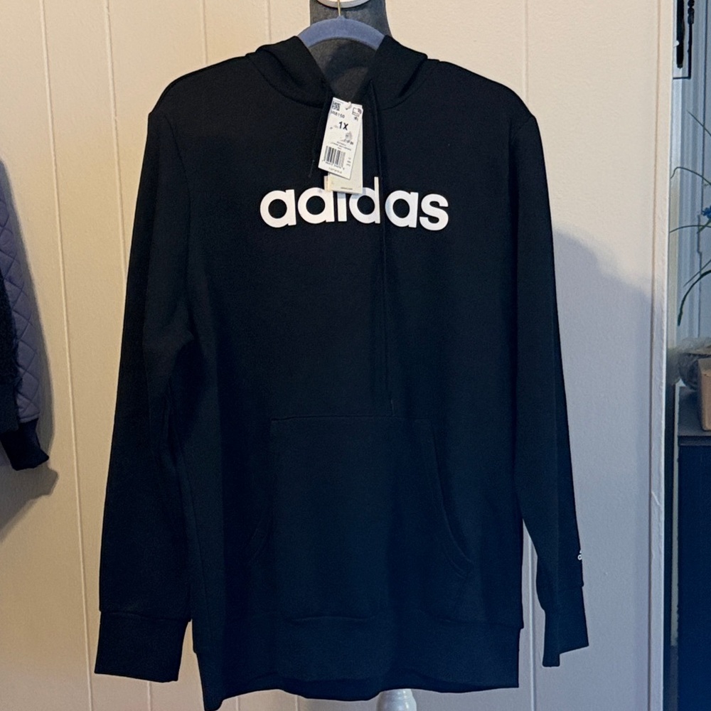 Adidas Women’s Black Pullover Hoodie with White Logo